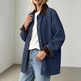 thumbnail image 6 of Nestiefly Women Button Down Barn Jackets Fall Fashion Lightweight Casual Office Work Shacket with Front Deep Pockets Navy XL, 6 of 9
