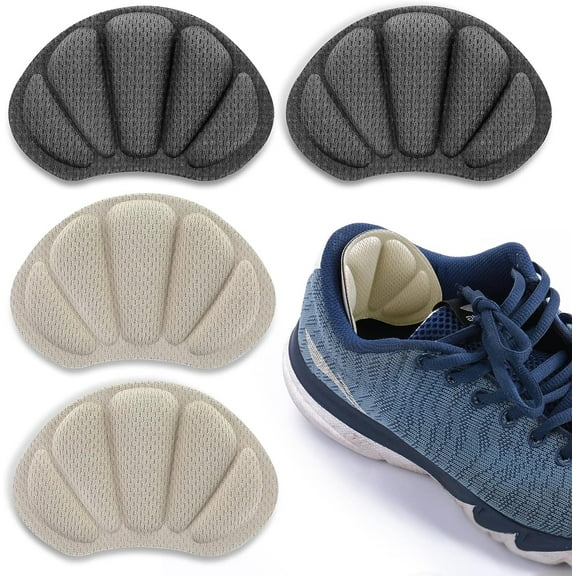 2 Pairs Heel Grips Shoes Pads for Shoes Too Big Self-Adhesive Foot Cushions Pads for Women Men Thick Shoe Inserts Back Insoles Anti Blister Shoe Liners Heel Protectors (Black&Nude)