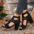 thumbnail image 5 of Dakaela Chunky Heeled Sandals for Womens Bohemian Cutout Open Toe Dressy Heels Summer Pumps Booties for Bridal Wedding Party Black Size 6, 5 of 9