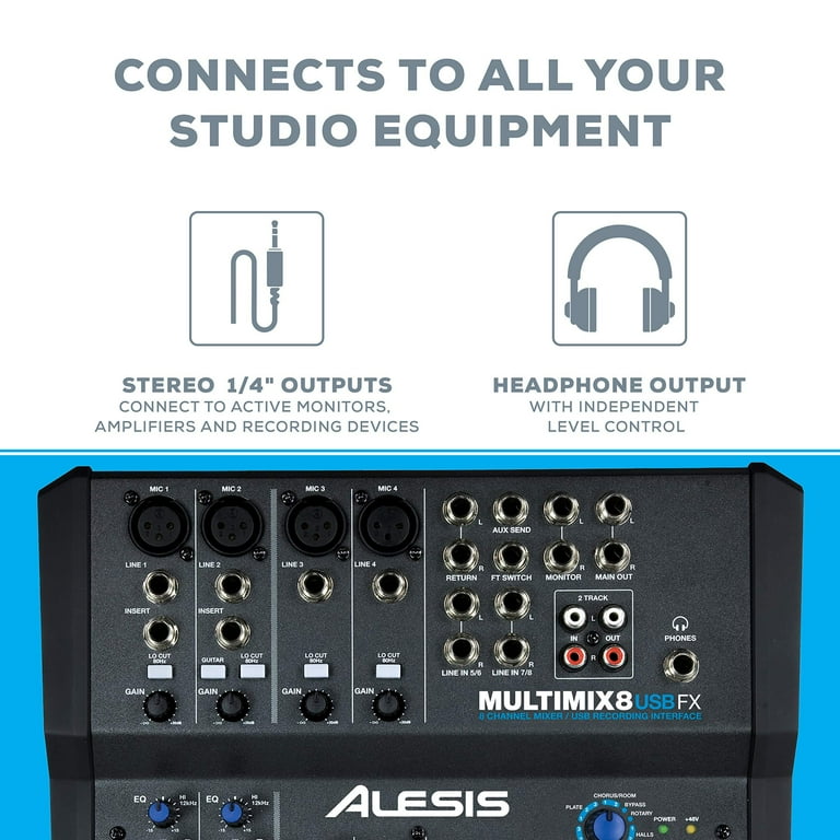Alesis MultiMix 8 USB FX Audio Mixer - Walmart.com
