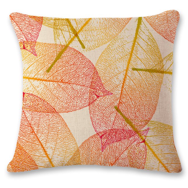 Set of 1 Rustic Farmhouse Leaves Decor Linen Throw Pillow Cases Sofa Couch Chair Decorative Cushion Covers 18"x18" / 45x45cm Insert Not Included Style 3
