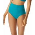 thumbnail image 2 of COCO REEF Women's Teal Stretch Lined Bikini Full Coverage Textured Optima High Waisted Swimsuit Bottom L, 2 of 3