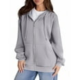 thumbnail image 2 of Inglocry Womens Zip Up Hoodies Oversized Fall Sweatshirts 2025 Cute Y2K Long Sleeve Fleece Jackets Winter Clothes With Pockets Gray M, 2 of 4
