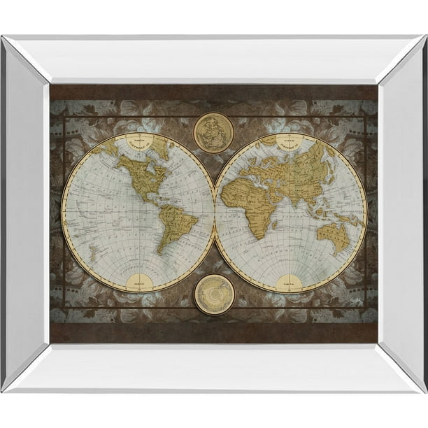 World Map Mirror-Framed Wall Art 26" x 22" - Walmart.com - Walmart.com