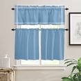 thumbnail image 2 of Dusty Blue Kitchen Curtains Valance and Tier Set Solid Color Rod Pocket Short Curtains for Small Window 3 Pieces Set for Bedroom Bathroom Cafe (54" x 18"+27" x 24"), 2 of 7