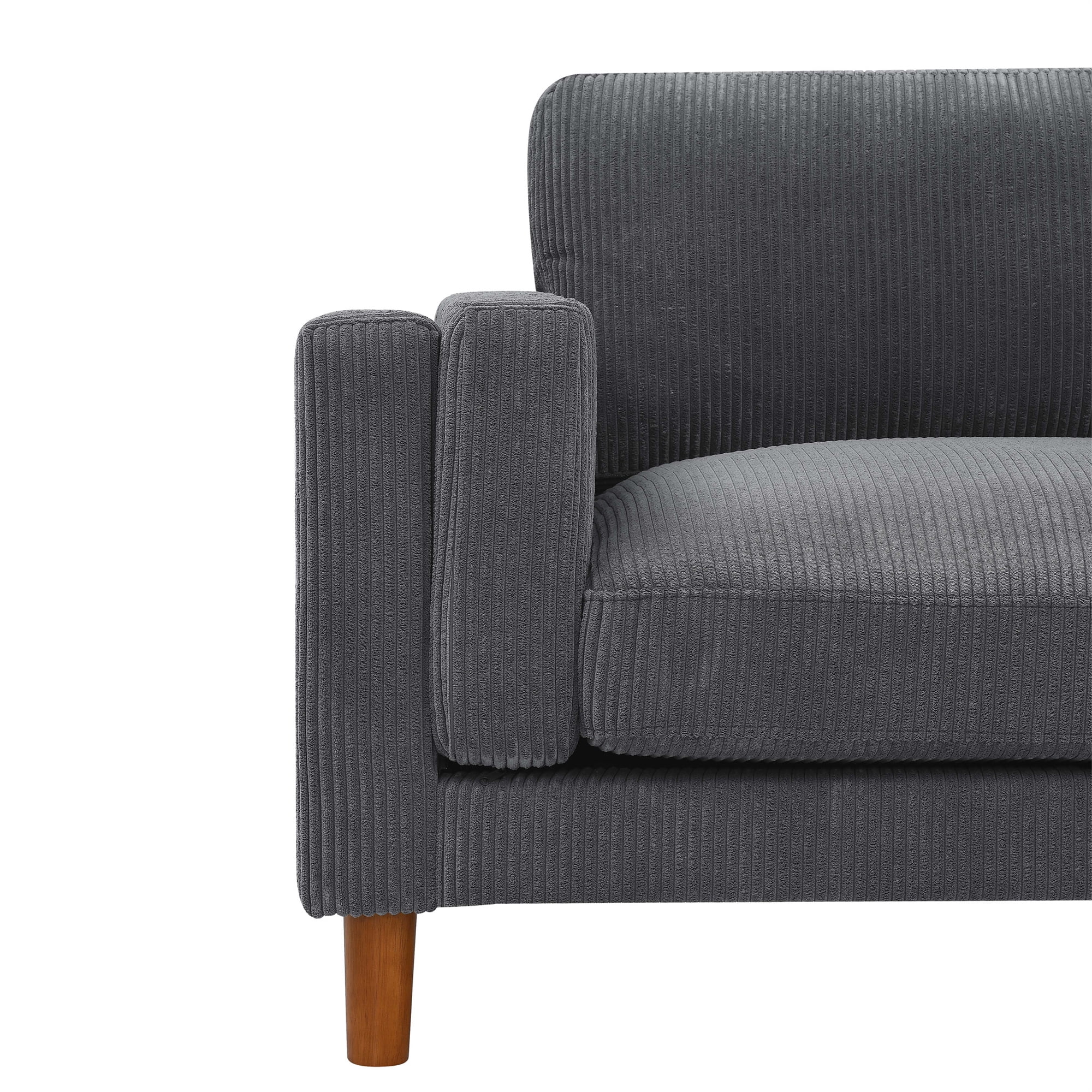 Aukfa 87" Oversized Modern Sofa Couch Deep Seat 3-Seater Sofa for Living Room, Wooden Legs, Corduroy, Gray