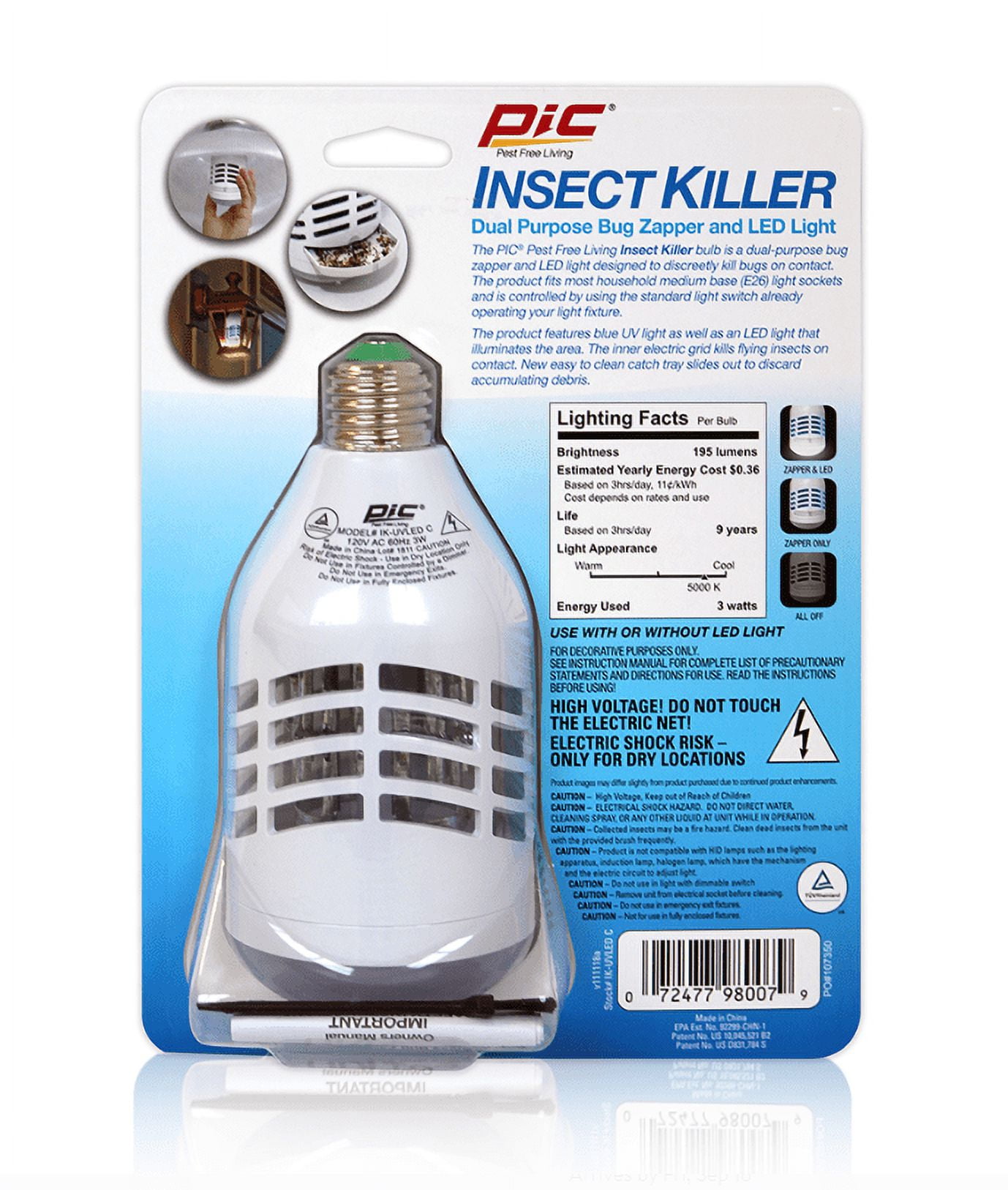 PIC LED Bug Zapper Light Bulb Mosquito Zapper Electric Insect