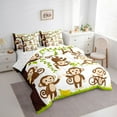 thumbnail image 3 of Homewish Cartoon Monkey 7-Piece Twin Bedding Sets,Zoo Animal Bedding Comforter Set,White Brown Green Sheet Sets For Boys Girls,Luxury Bedroom Decor, 3 of 8