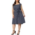 thumbnail image 2 of Agnes Orinda Women's Plus Size Dress Self Tie Waist Sleeveless Summer Floral Midi Dresses, 2 of 6