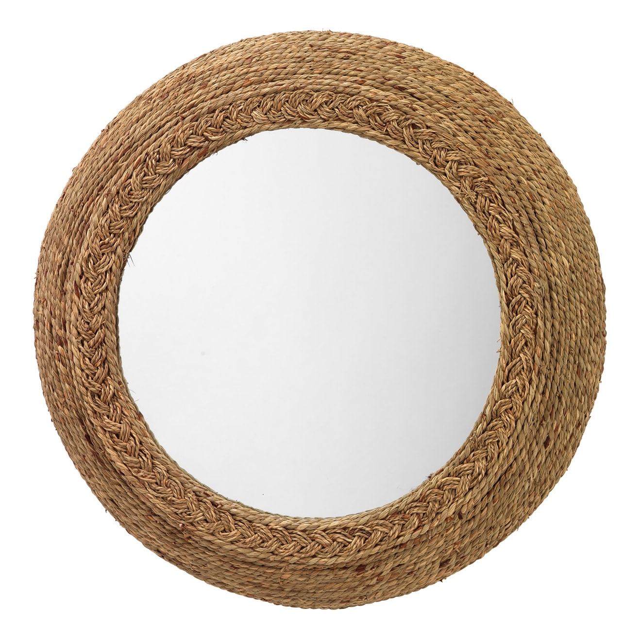 Alden Décor Seagrass Round Mirror Brown