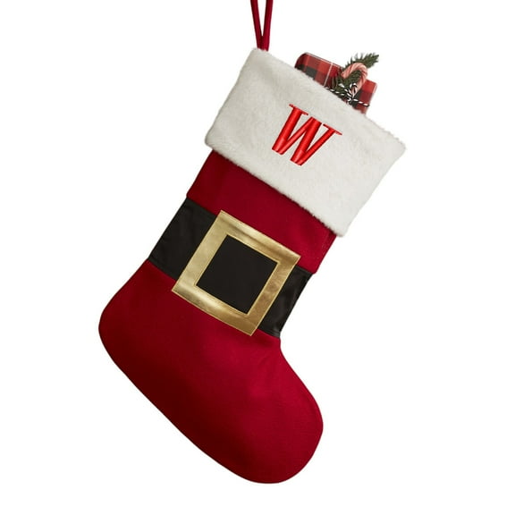 Personalization Mall Santa Belt Embroidered Initial Christmas Stockings