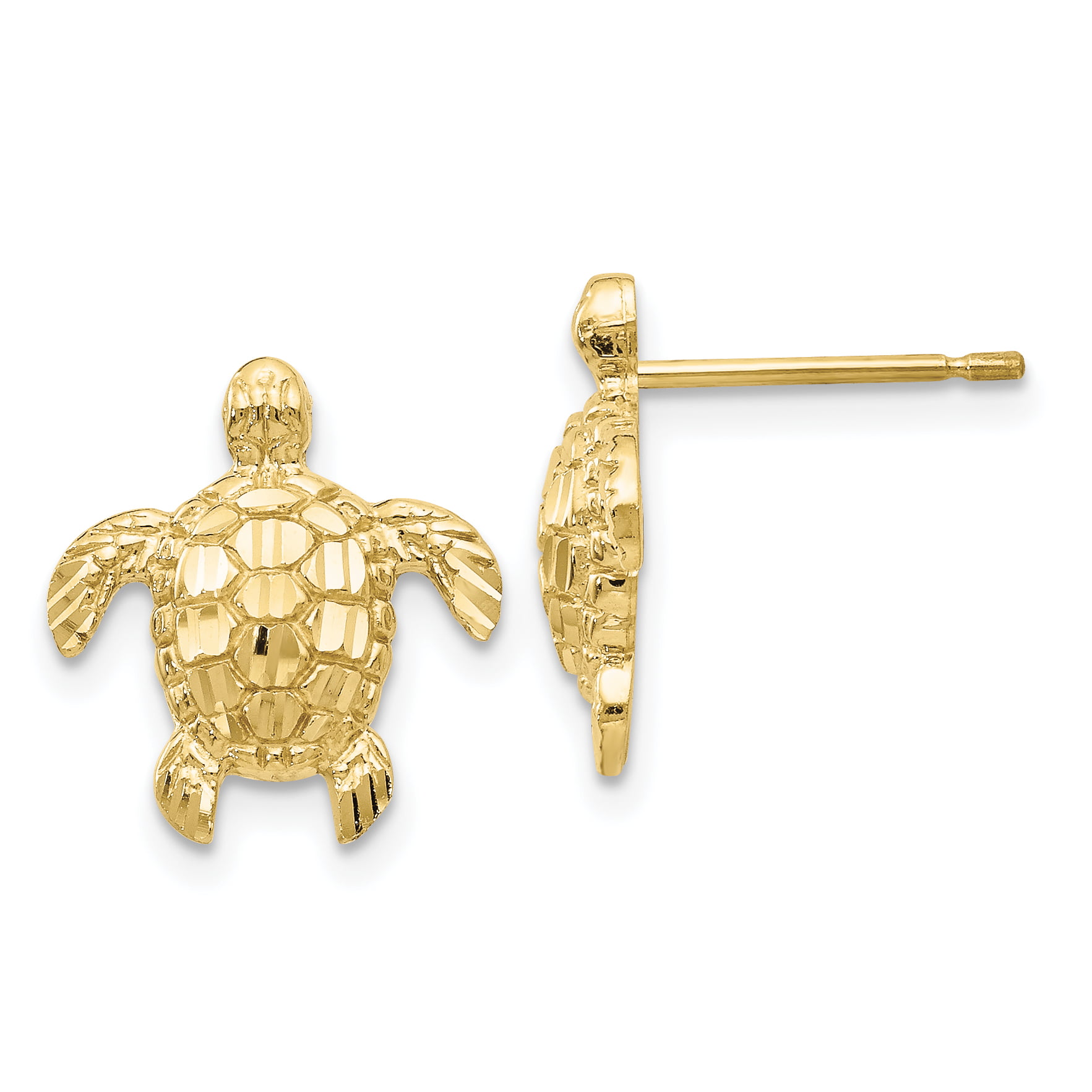 TEXTURED 15.95 mm X 10.6 mm Details about   14k 14kt Yellow Gold LAND TURTLE POST EARRINGS 