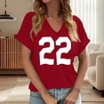 thumbnail image 2 of WEIWEN V Neck T Shirts for Women Number 22 Player Uniform #22 Sports Team Fan Tshirts Trendy Fitness Clothing Womens Summer Tops Basic Tees Red, S, 2 of 4