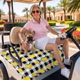 thumbnail image 3 of Golf Cart Seat Covers for 2 Seater,Yellow Lemons Microfiber Cart Seat Towel Blanket,Summer Botanical Black White Checkered Absorbent Breathable Non Slip Bench Seats Protector for Golf Course 51"x31", 3 of 9