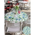 thumbnail image 5 of Outdoor Tablecloth with Umbrella Hole for Patio/Picnic/Party/Camping, Blue Green Botanical Waterproof Table Cloth Round Cover Washable, Watercolor Spring Floral Summer (Dia 54"), 5 of 8