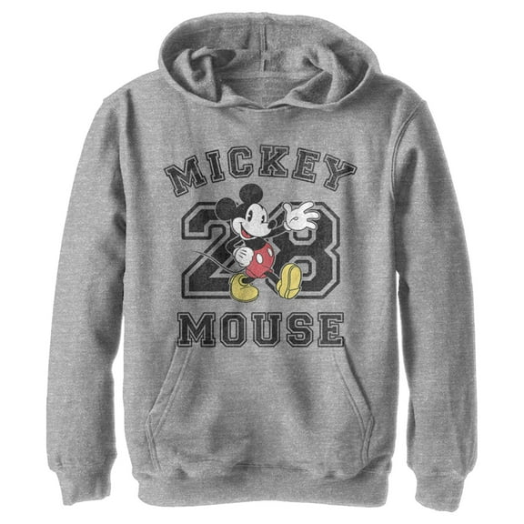 Boy's Mickey & Friends Mickey Mouse 28 Pull Over Hoodie Athletic Heather X Large