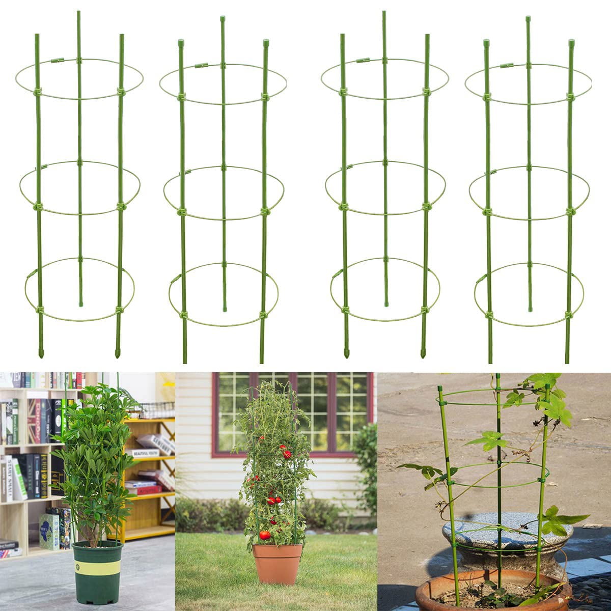 8 Pack Tomato Cages Stands 24" Plants Supports Garden Trellises Tomatoes Rings 