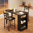 thumbnail image 6 of ChaoLink Dining Table Set of 2, Kitchen Bar Table and Chairs , Counter Bar Table Set with 3 Storage with 2 Upholstered ChairsBlack, 6 of 8