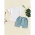 thumbnail image 5 of Musuos Toddler Boys First Birthday Outfits 6M 12M 18M Letter Print Short Sleeve T-Shirts Tops and Elastic Waist Shorts Summer Set, 5 of 10