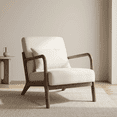 thumbnail image 2 of PAPROOS Mid-Century Modern Accent Chair, Velvet Fabric Arm Chair with Wood Frame and Pillow, Upholstered Armchair Comfort Reading Chair Lounge Chair for Living Room Bedroom Sunroom, White, 2 of 9