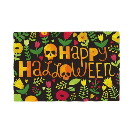 

Placemats Set of 4 Happy Halloween Floral Heat Resistant Non - Slip Place mats Waterproof table mat for Kitchen Dining-6片装