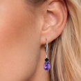 thumbnail image 3 of Gem Stone King 925 Sterling Silver Red Created Ruby and White Lab Grown Diamond Dangle Earrings for Women (4.53 Cttw, Oval 9X7MM), 3 of 6