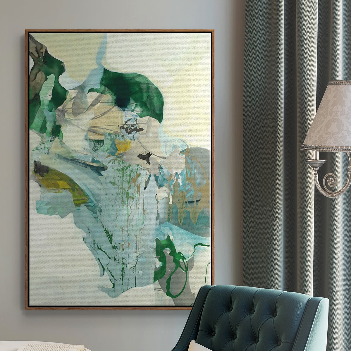Ivy Framed Premium Gallery Wrapped Canvas - Ready to Hang - 27 x 41 - Walnut Floating Frame