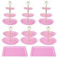 thumbnail image 2 of Garvee 14-Piece Dessert Stand Set for Party, 3 Tier Cupcake Stands and 2 Tier Cake Stands with 6 Serving Trays, Acrylic Display Stands for Wedding Baby Shower Birthday Tea Party Decor, Pink, 2 of 7