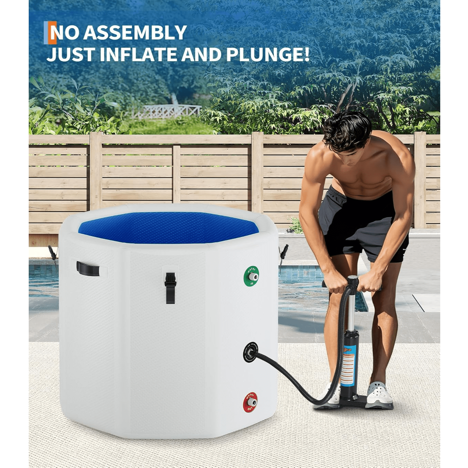 Ice Bath Tub for Athletes,Compatible with Water Chillers, 186-Gallon Inflatable Cold Plunge Tub with Insulated Lid,Portable for Outdoor & Indoor Recovery