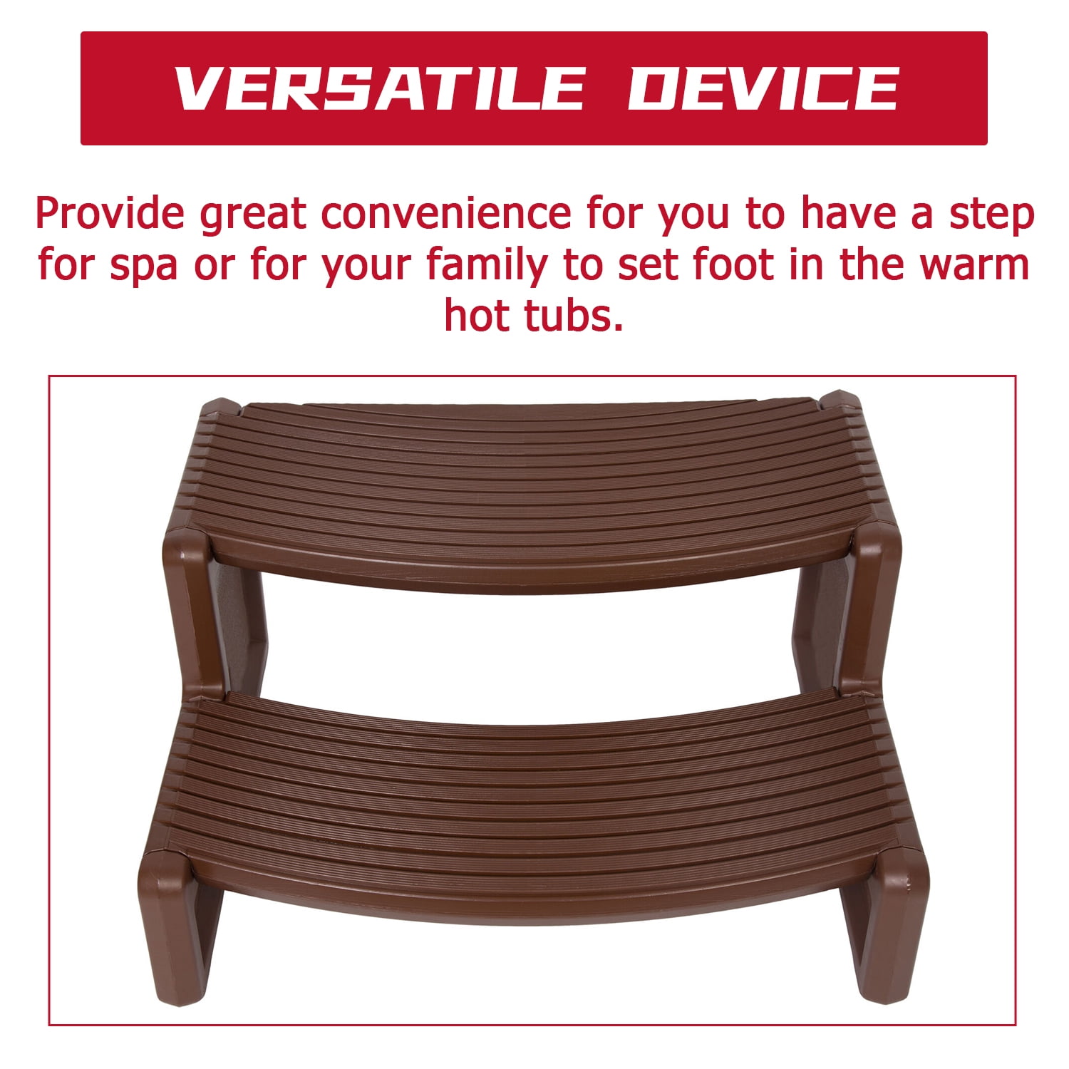 HECASA Spa Step Hot Tub 2-Step Universal Outdoor Indoor Step Stool Pool Ladder Plastic Handi Step Slip Resistant Striped