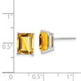 thumbnail image 2 of 14k White Gold 9x7mm Emerald Cut Citrine Earrings, 2 of 2