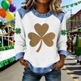 thumbnail image 1 of TaTaai St Patrick's Day Women's Long Sleeve Color Block Round Neck Shirt, Fashion Casual, Comfortable Fabric for Holiday Daily Wear Gift, 1 of 5