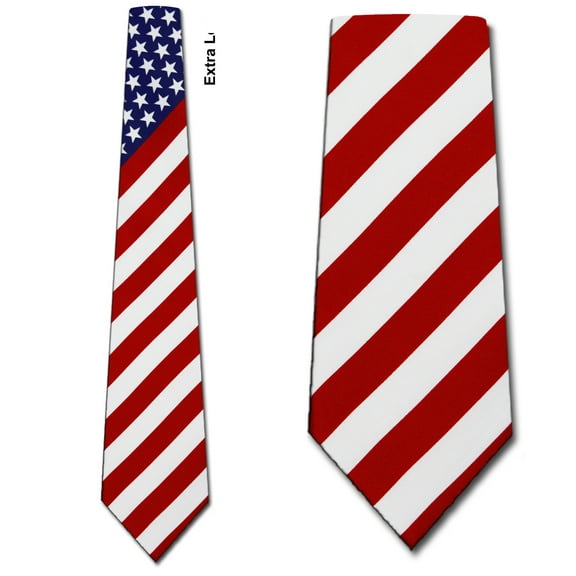 American Flag Extra Long Necktie Mens Tie by Tiieg