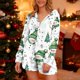 thumbnail image 4 of Pijama de manga larga con cremallera y capucha para mujer, con estampado navideño, cálido, de poliéster, para estar en casa, 4 of 7