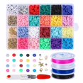 thumbnail image 1 of Kit de cuentas de arcilla, cuentas de arcilla polimérica redondas planas de 24 colores con cuerda de seda transparente, 1 of 5