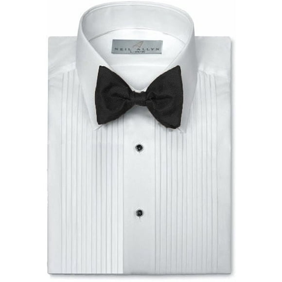 Neil Allyn Mens Tuxedo Shirt Poly/Cotton Laydown Collar 1/4 Inch Pleat 20.5 X 34-35White