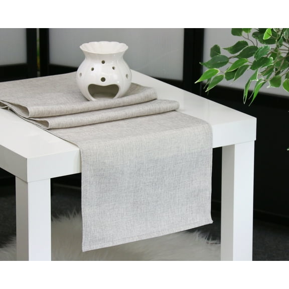 Aiking Home Faux Linen Unlined Table Runner, Ideal for Wedding, Baby Shower, Party Decor, Thanksgiving, Christmas or Special Event, Gray - Size 12''x62''