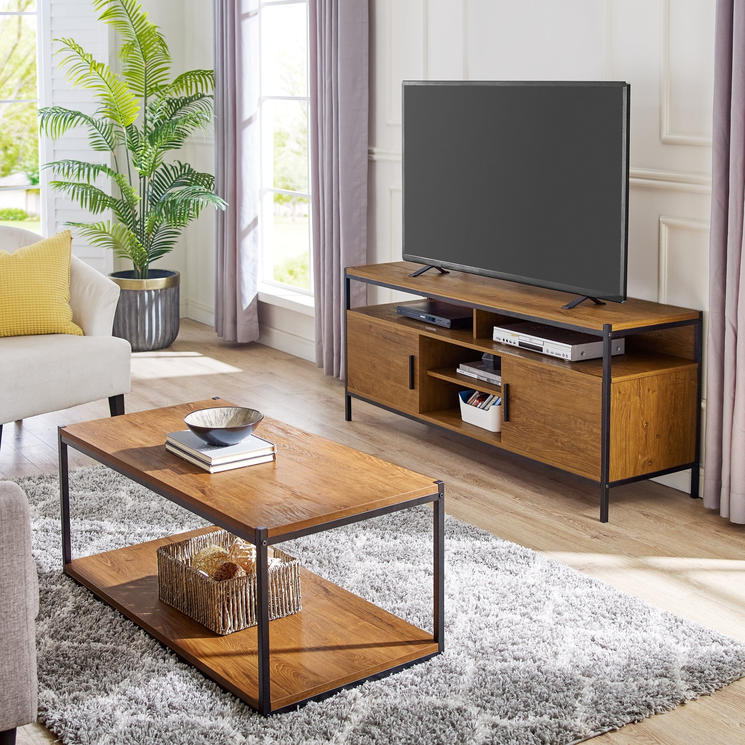 Wide Entertainment Center TV Media Stand by CAFFOZ Furniture Designs