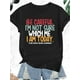thumbnail image 2 of Women's Regular Size Casual Graphic Tee - "Be Careful, I'm Not Sure Which Me I Am Today" Print, Crew Neck, Short Sleeve, Stretchy Coton Blend, Machine Washable, Royal Blue with Bold Typography, Regul, 2 of 5