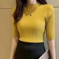 thumbnail image 4 of Summer New Korean Slim Slim Sleeve Sweater Female Pullover Bottoming Shirt Top, 4 of 6