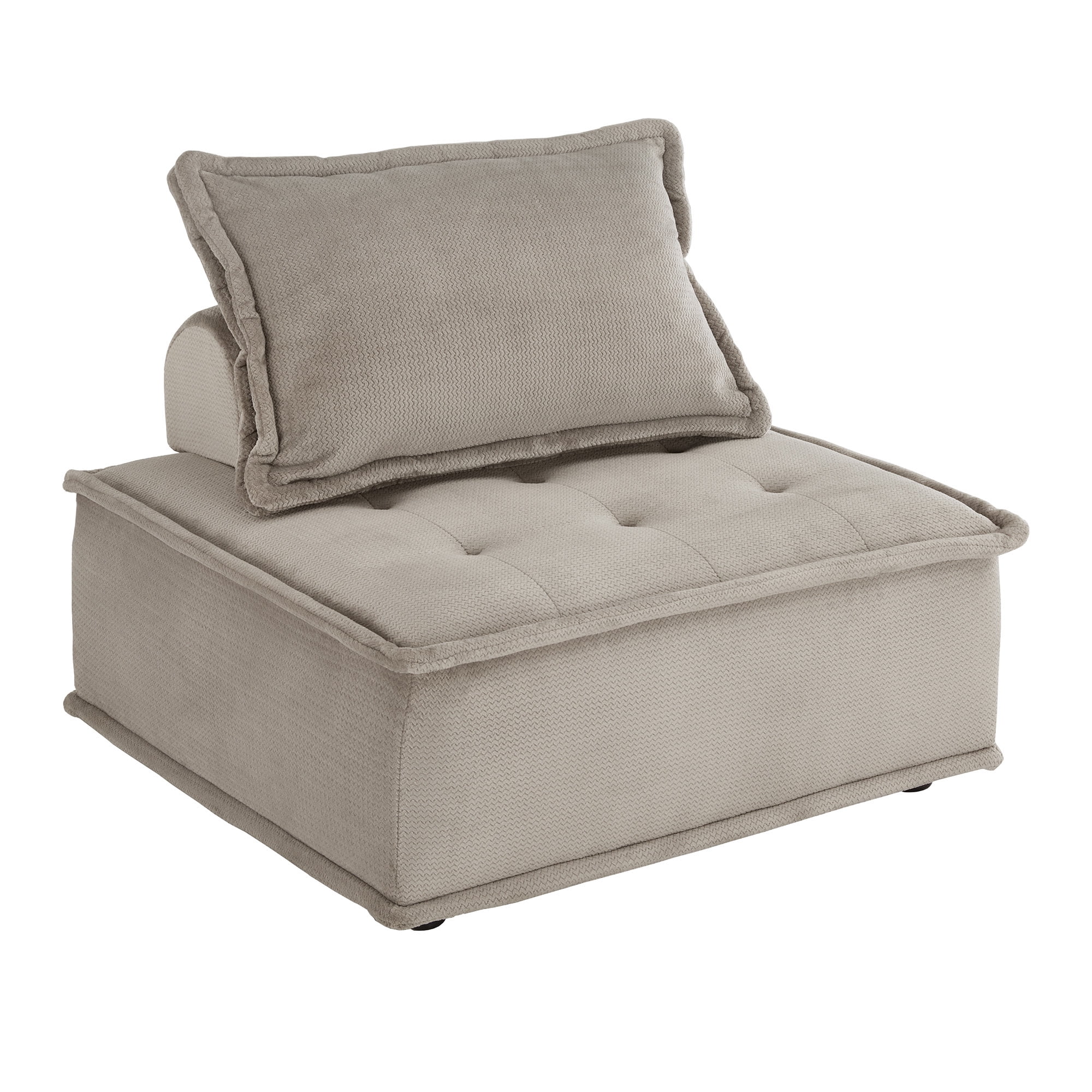 Weston Home Skagway Velvet Tufted Modular Accent Chair with Pillow Back, Grey