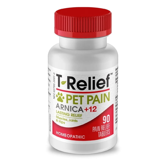 T-Relief Pet Pain Relief Arnica 12 Powerful Natural Medicines - Fast-Acting Soother for Dogs & Cats - 90 Tablets