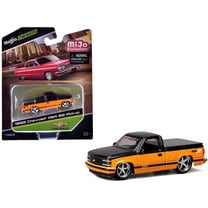 1993 Chevrolet 454 SS Pickup Truck Black and Orange Metallic "Maisto Design" Series 1/64 Diecast Model Car by Maisto