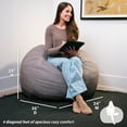 thumbnail image 3 of Big Joe Fuf 4Ft Foam Bean Bag Chair with Removable Cover for Kids, Teens, Fog Lenox, Durable Woven Polyester, 4 foot Large Reading and Gaming Seat, 3 of 9