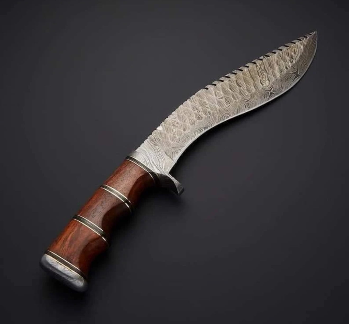 AJSANITY 16" FULL TANG DAMASCUS Fixed Blade BOWIE Hunting SURVIVAL Knife GURKHA KUKRI KNIFE