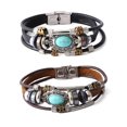thumbnail image 4 of Guardurnaity Pulseras de cuentas multicapa de moda para regalos unisex de de cuentas multicapa de cuero de estilo único Ropa, zapatos y accesorios Miscelánea Negro, 4 of 6