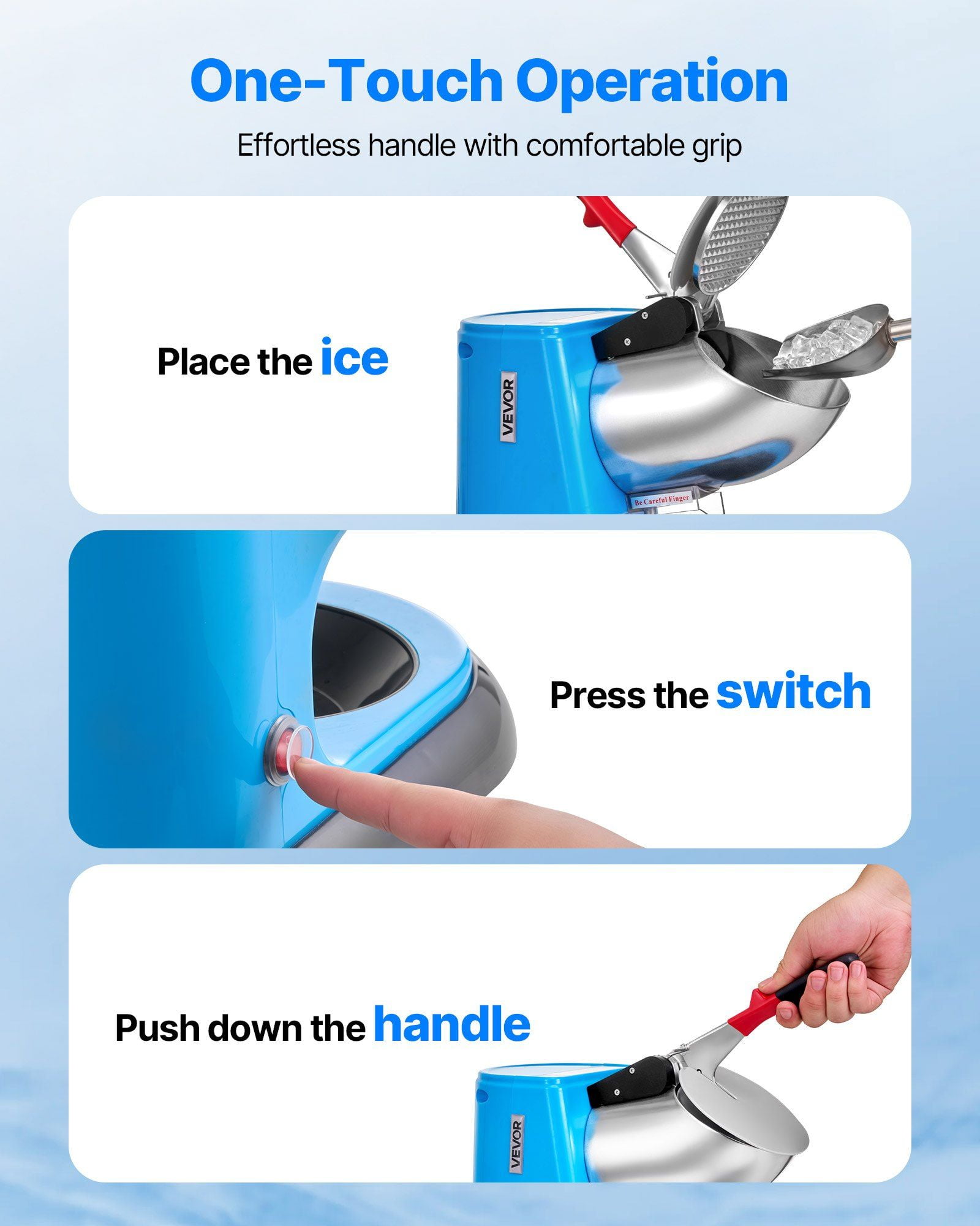 CAFORKP 220LBS/H Commercial Ice Crusher, Electric Shaved Ice & Snow Cone Maker