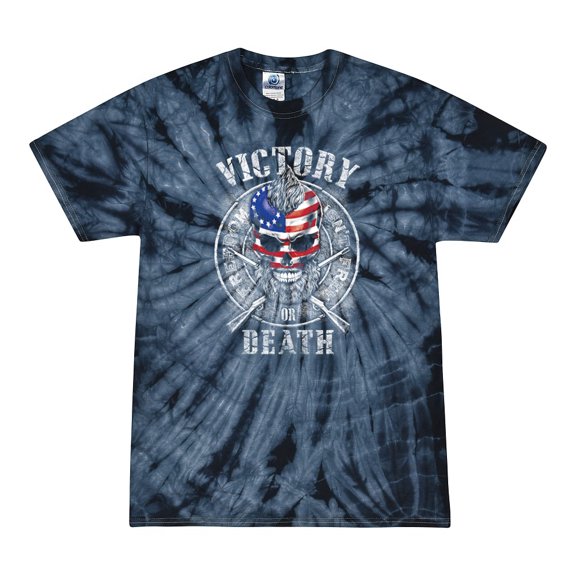 Wild Bobby, American Skull Victory or Death, Pop Culture, Tie-Dye Tees, Spiral Navy, Large