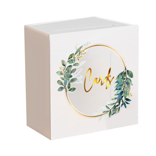 Wedding Acrylic Card Box with Slot Floral Print Box 13x25x25cm for Birthday Baby Style C