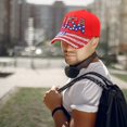 thumbnail image 3 of Jiibva American Flag Baseball Cap Sparkle Rhinestone USA Flag Trucker Hat Adjustable Hip Hop Hat for Men Women, 3 of 7